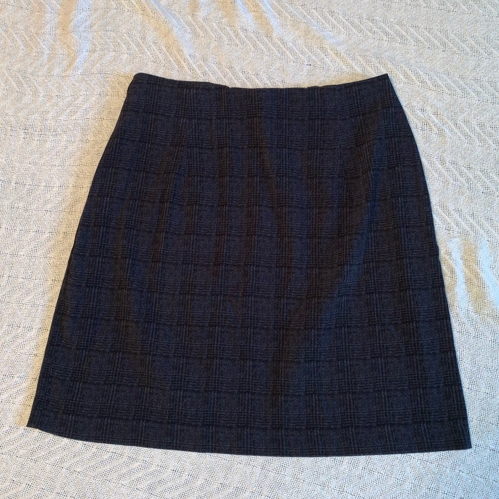 Dark blue plaid skirt